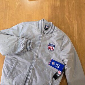 NFL‎ Shield Logo Ultra Game Men's Satin Varsity Jacket Gray Small MSRP $130 NWT